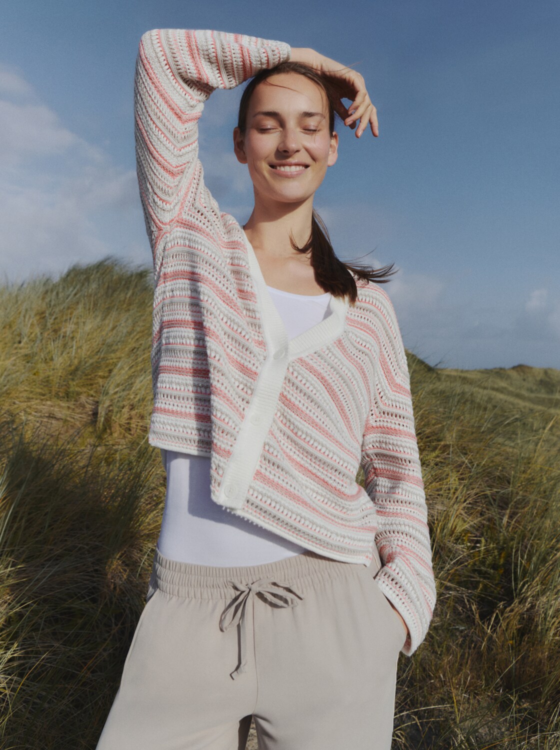 knit structured stripe cardiga - 1050786