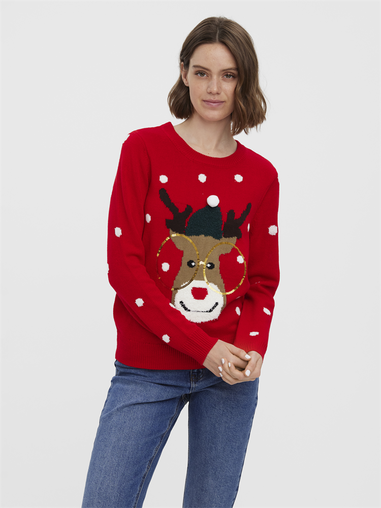 VMTINSEL LS O-NECK BLOUSE XMAS REP - 10250538