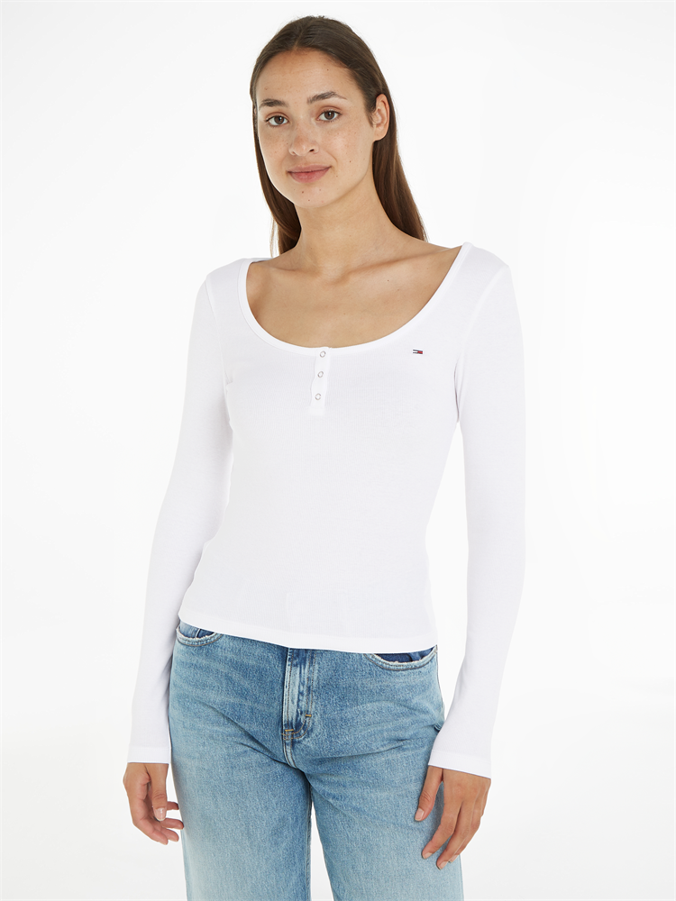 TJW SLIM BUTTON RIB C-NECK LS - DW0DW17540