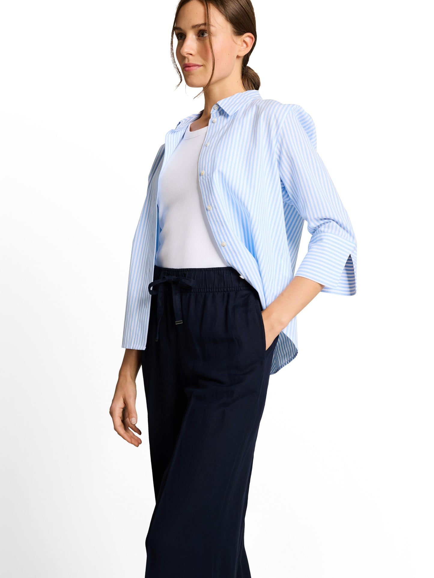 linen loose fit wide leg pants - 1050573