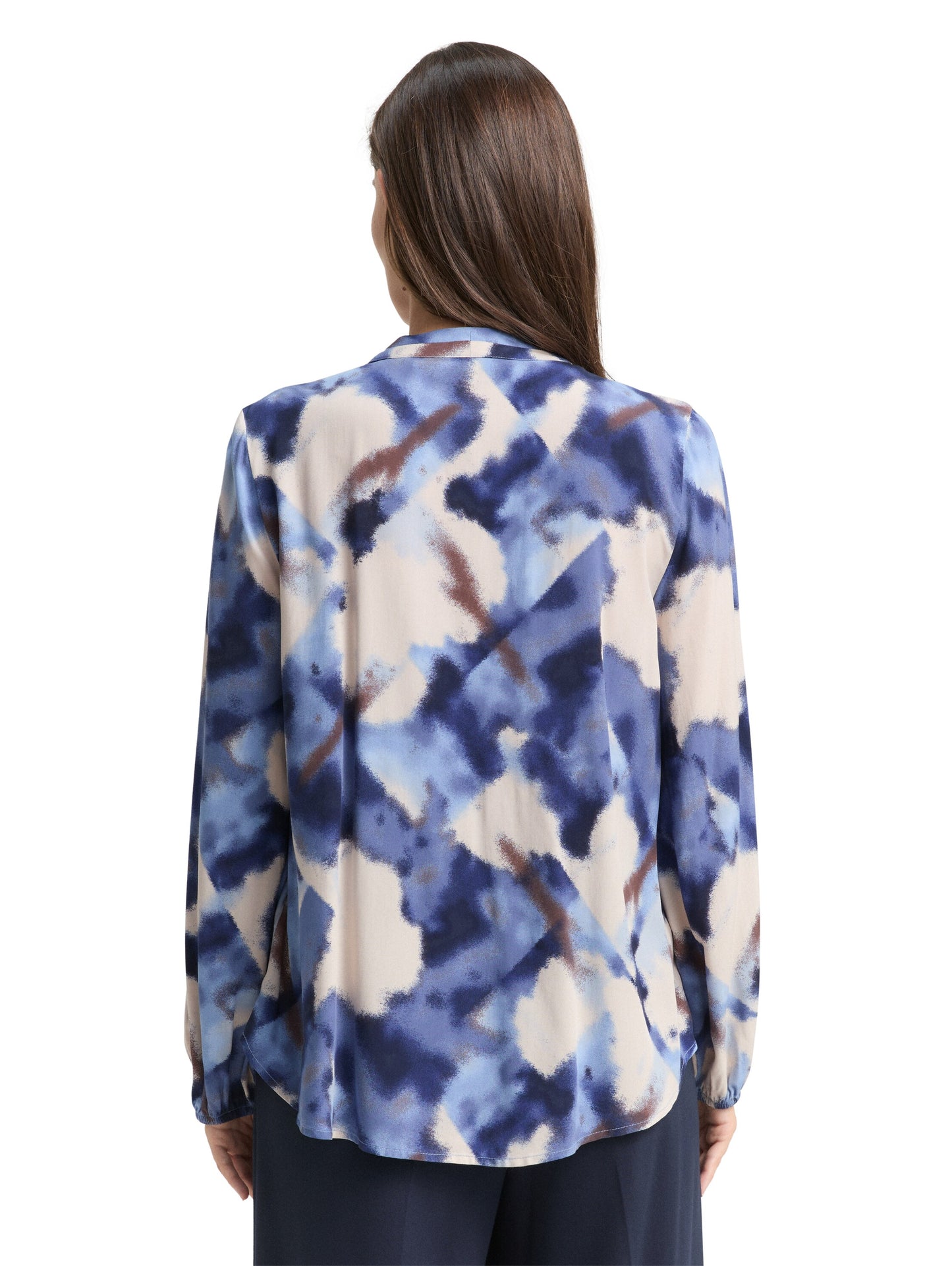 blouse printed V-neck - 1048676