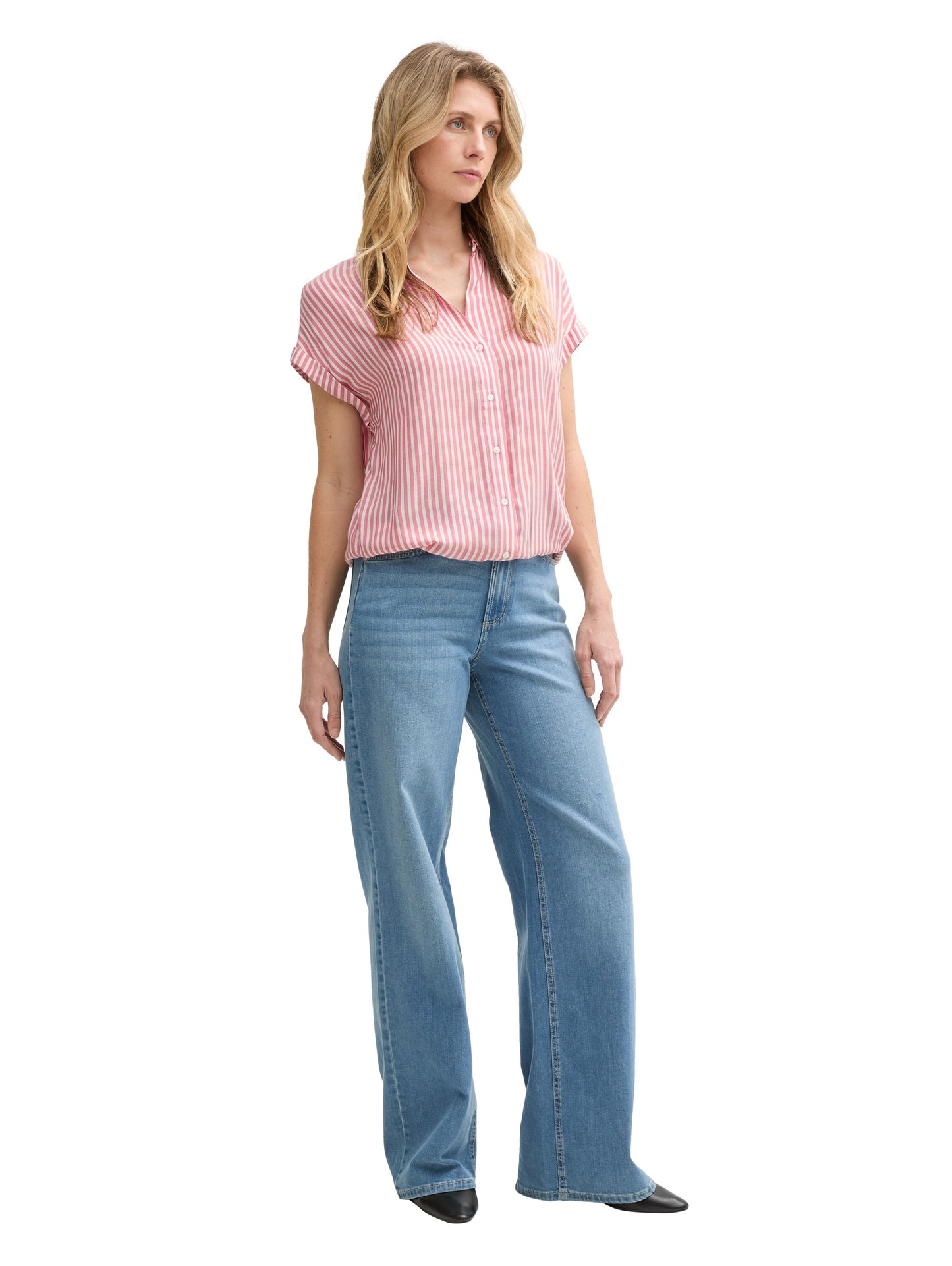 blouse striped shortsleeve - 1045239