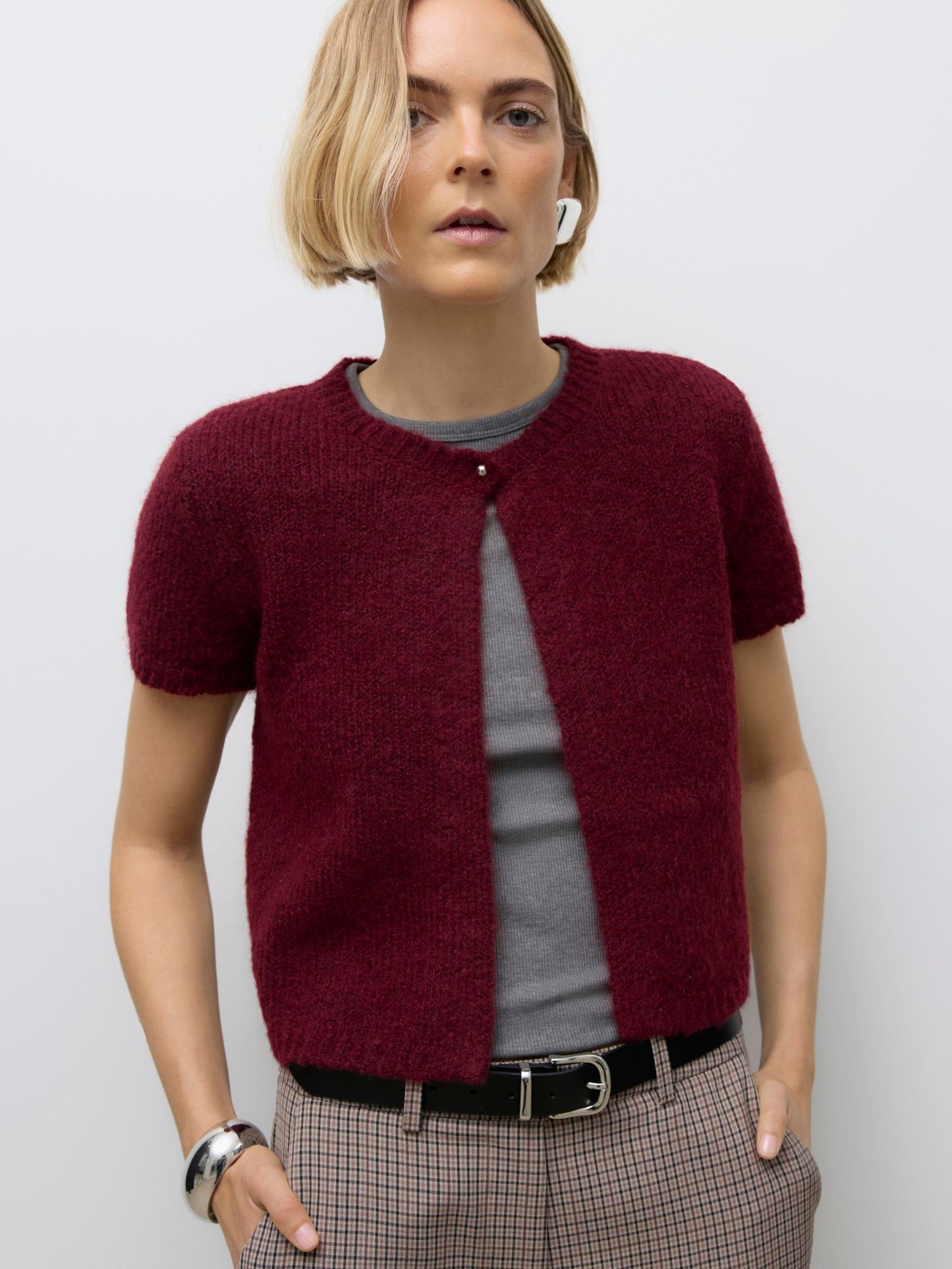 AWSILJA SS O-NECK SHORT KNIT CARDIG - 10329650