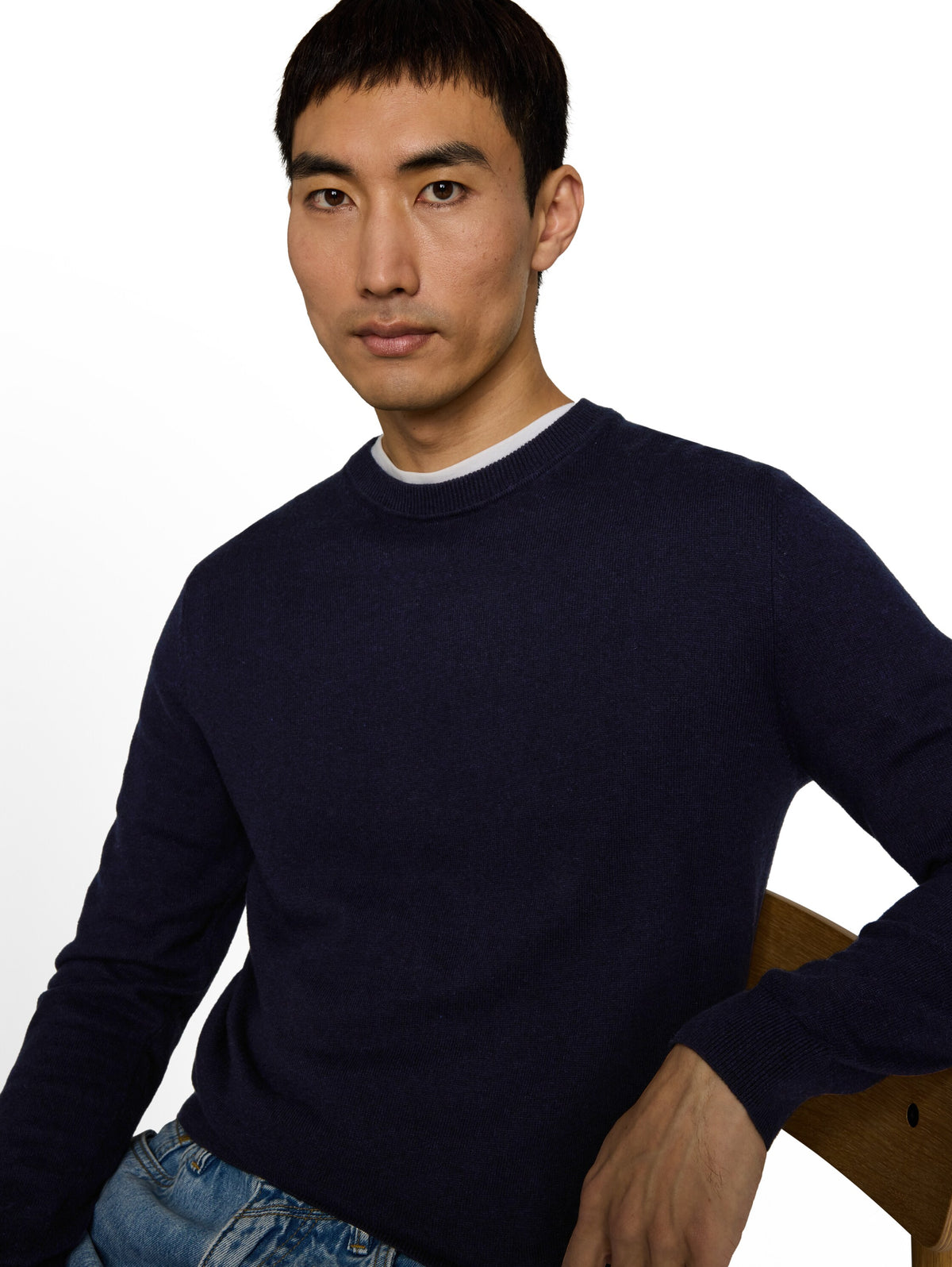 cotton cashmere crew neck knit - 1052229