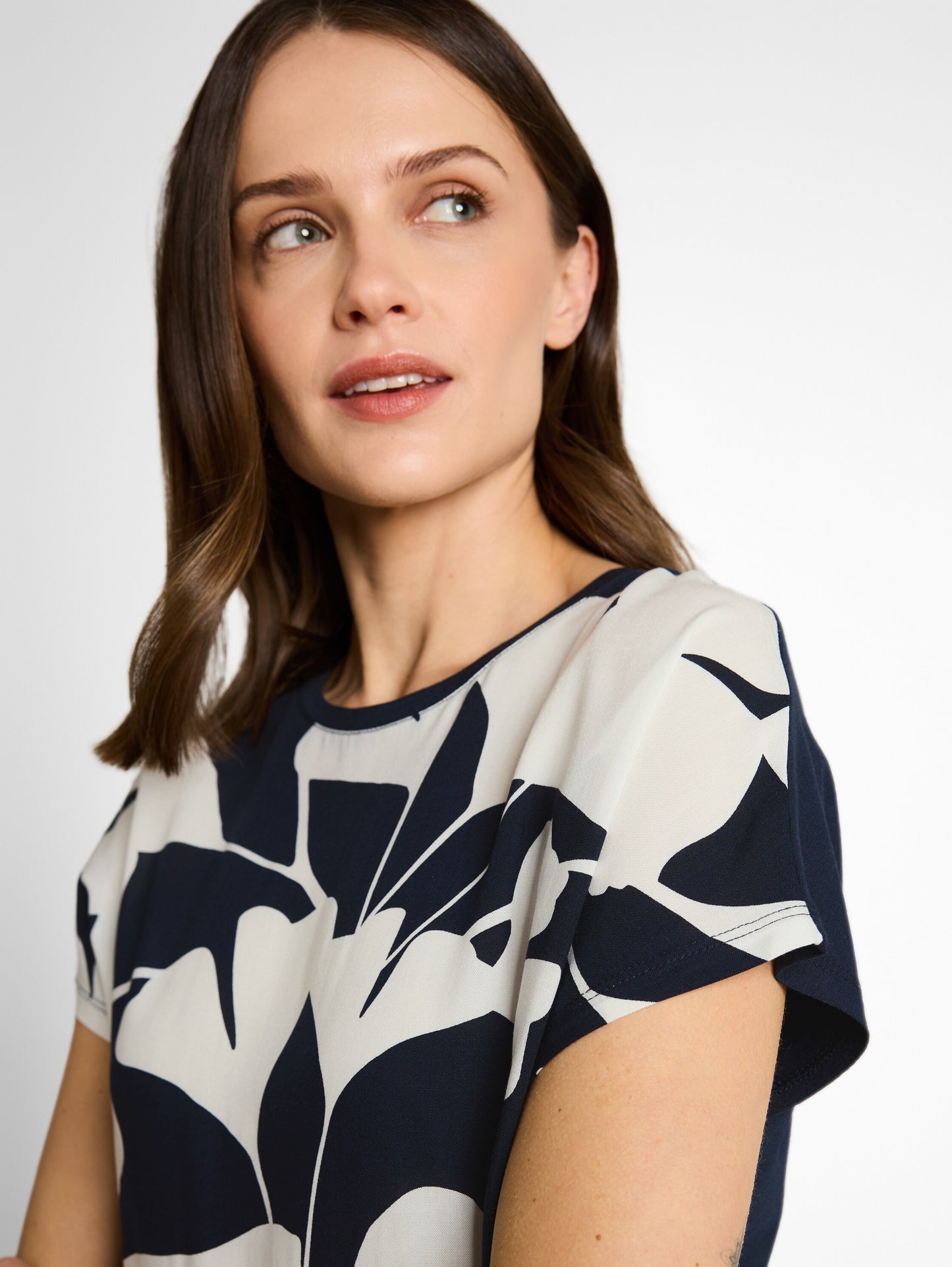 T-shirt fabric mix print crew - 1050445