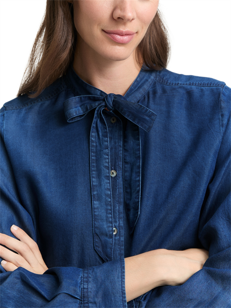 blouse denim look with bow tie - 1048677