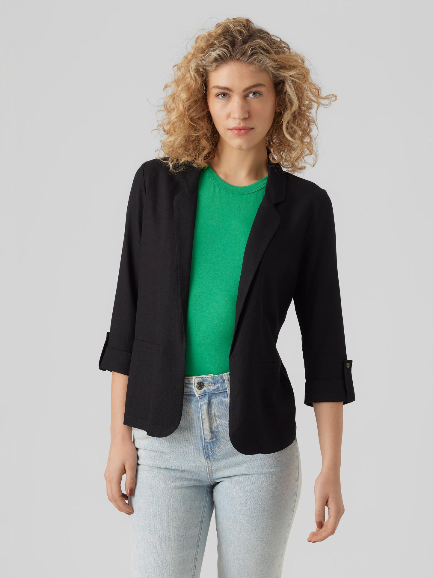 VMJESMILO 3/4 LOOSE BLAZER WVN GA N - 10279700