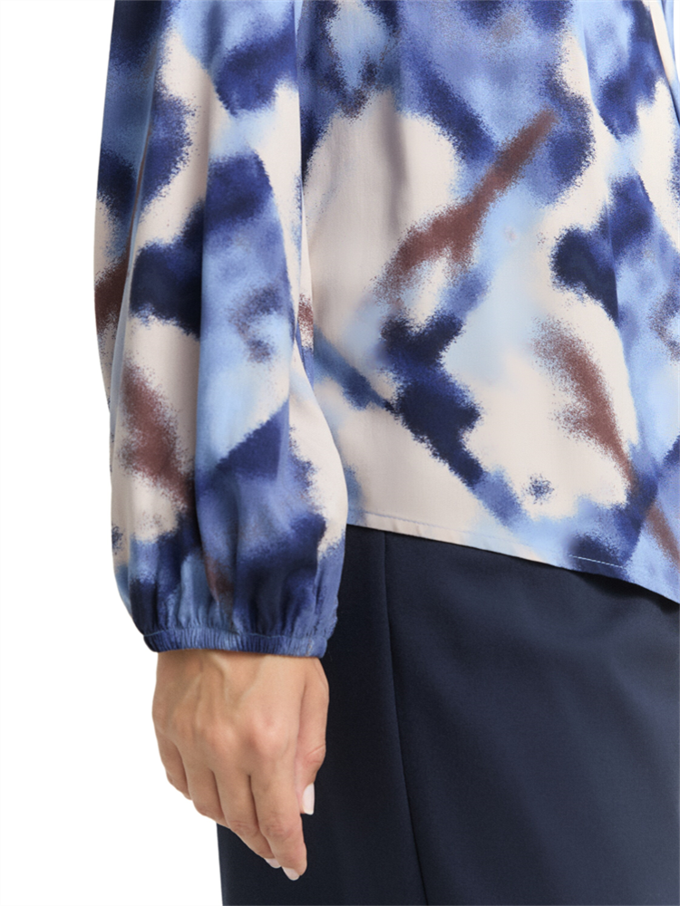 blouse printed V-neck - 1048676