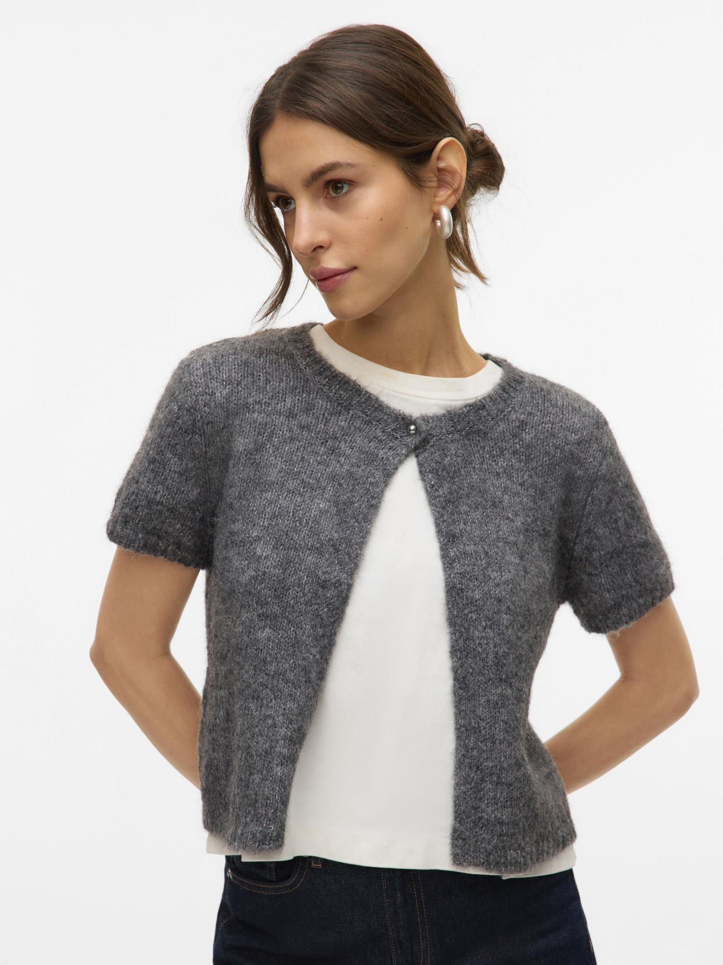 AWSILJA SS O-NECK SHORT KNIT CARDIG - 10329650