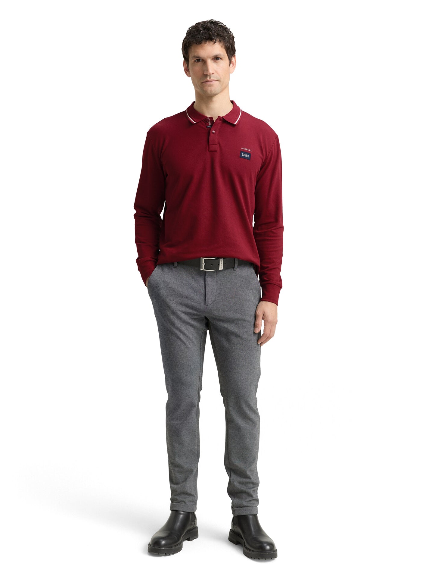 detailed longsleeve polo - 1048618