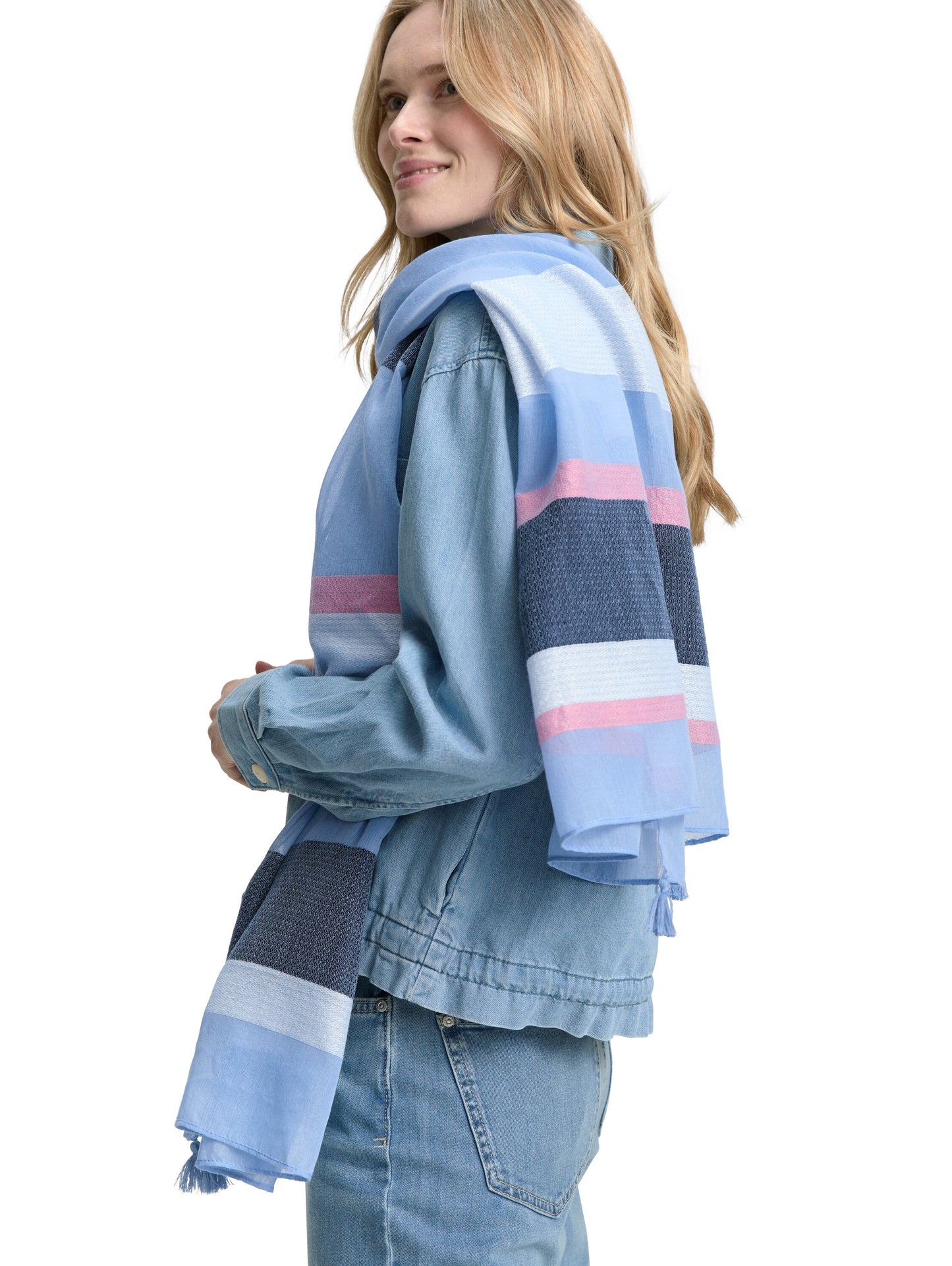 structured scarf with tassels - 1045451