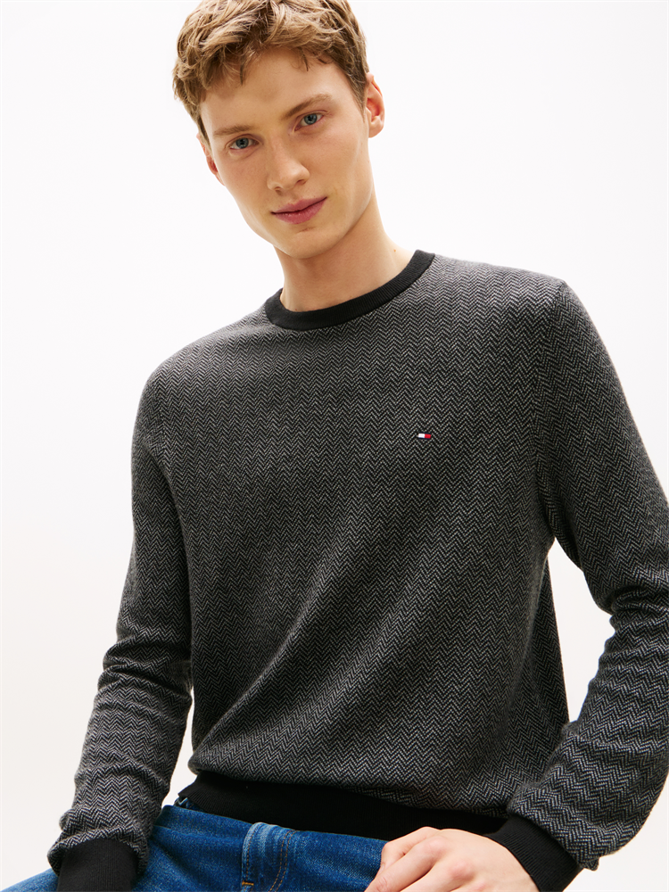 PIMA CTN CASH HERRINGBONE CREW - MW0MW41319