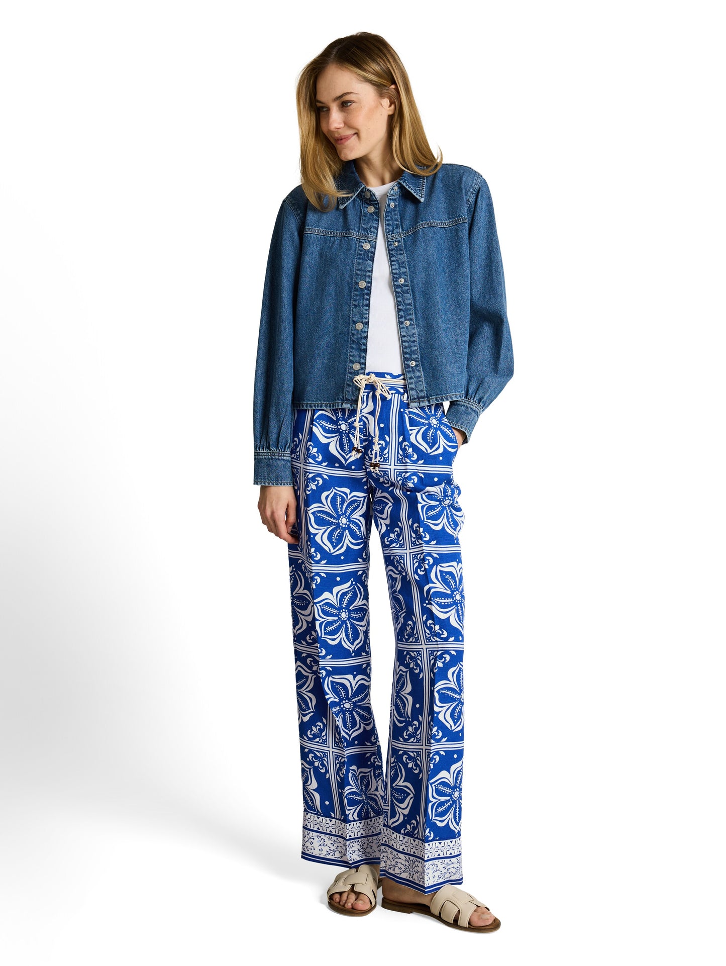 linen wide leg pants - 1049994