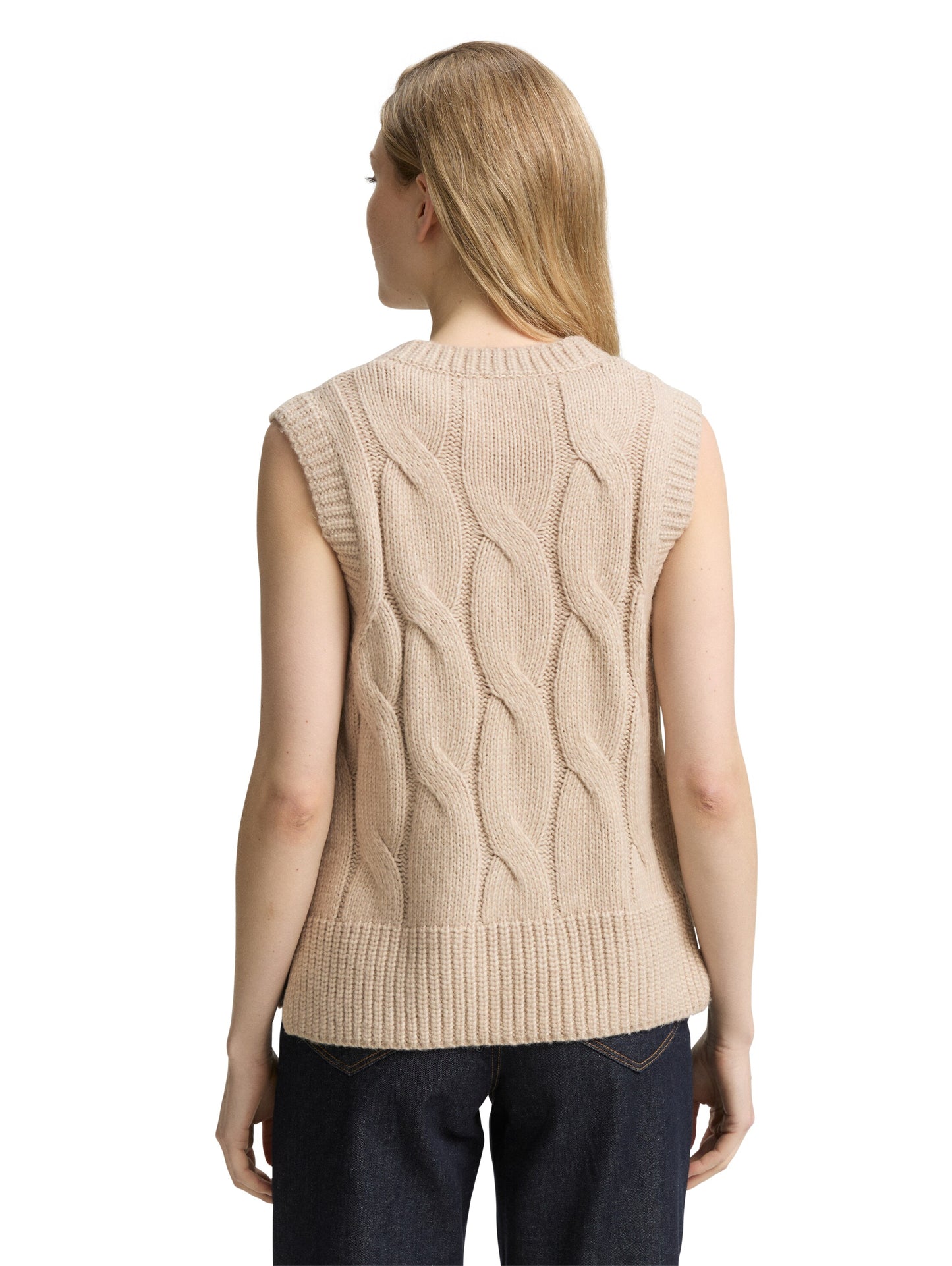 knit vest with cable structure - 1047708