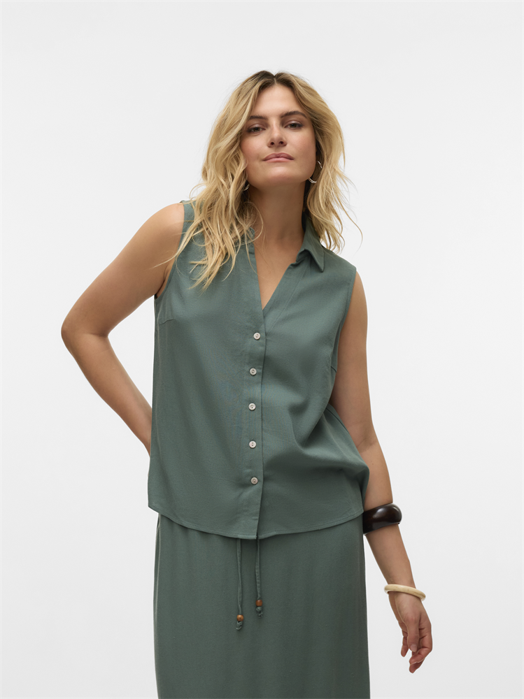 VMMYMILO SL V-NECK SHIRT WVN GA BO - 10303648