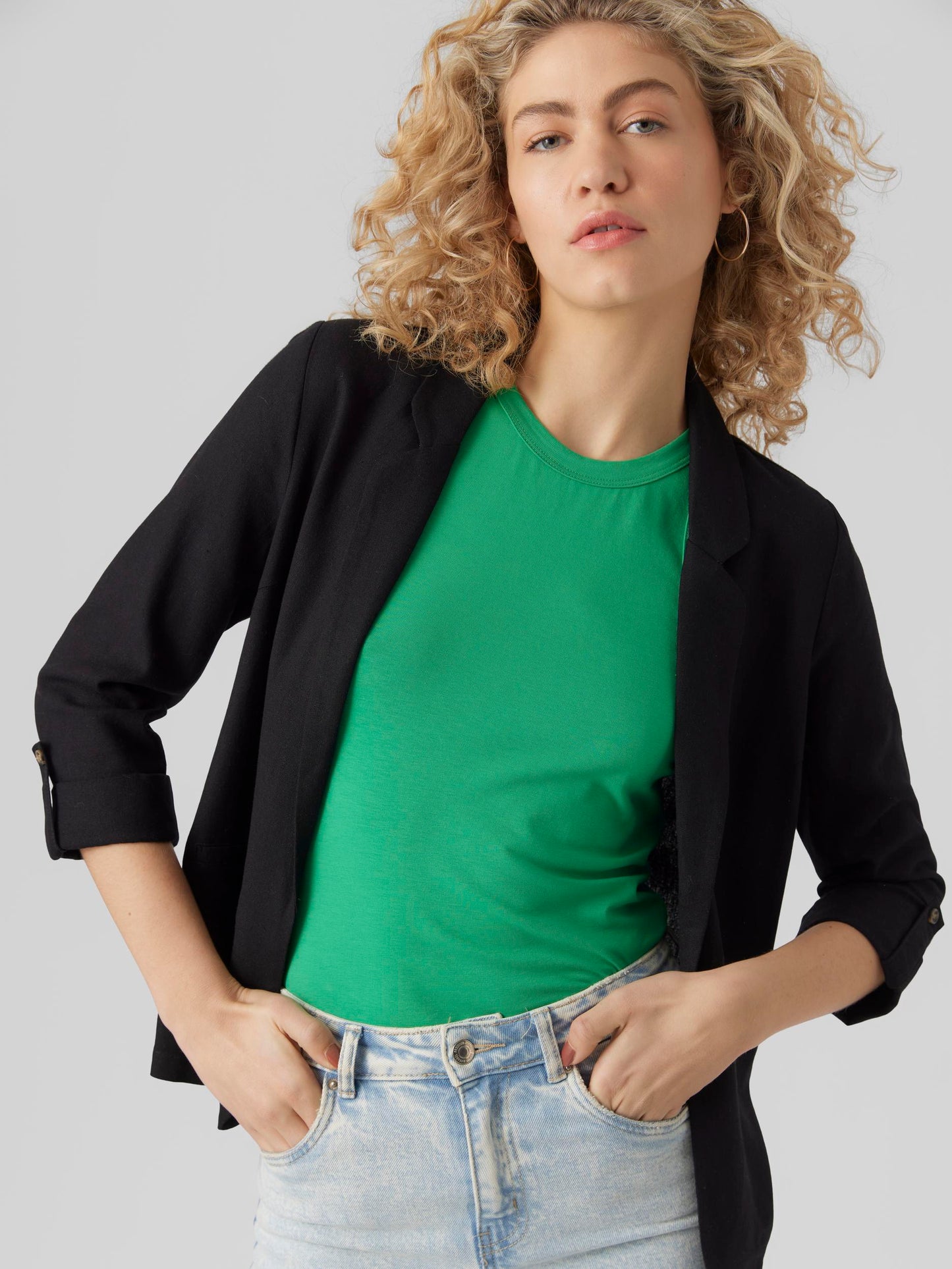VMJESMILO 3/4 LOOSE BLAZER WVN GA N - 10279700