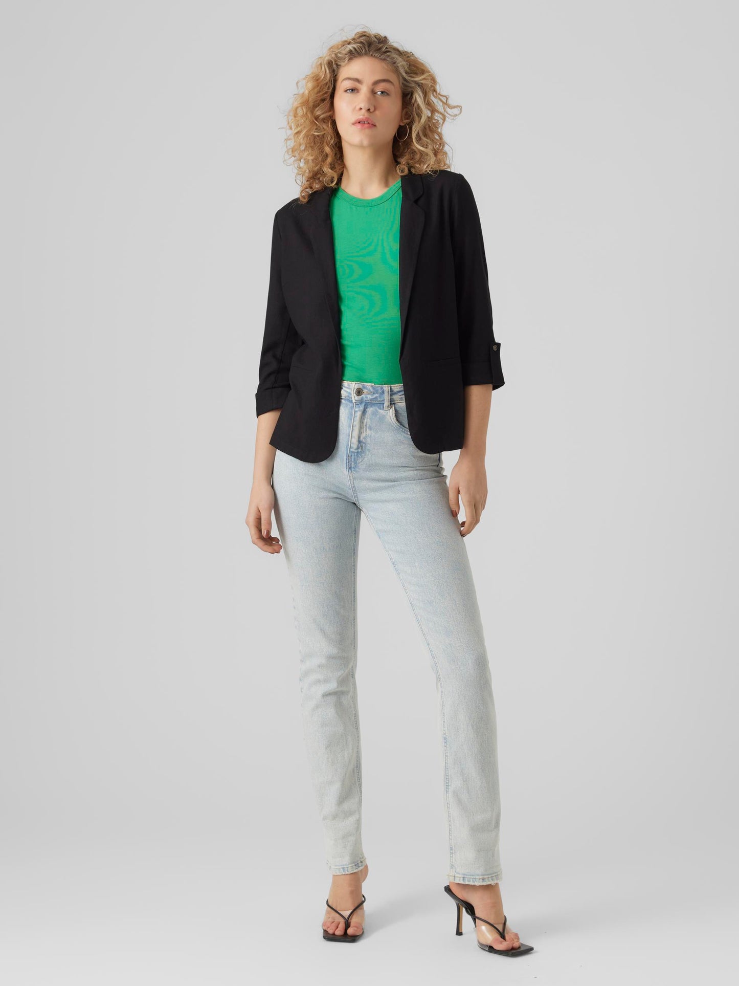 VMJESMILO 3/4 LOOSE BLAZER WVN GA N - 10279700