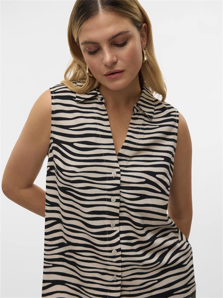 VMMYMILO SL V-NECK SHIRT WVN GA - 10303648