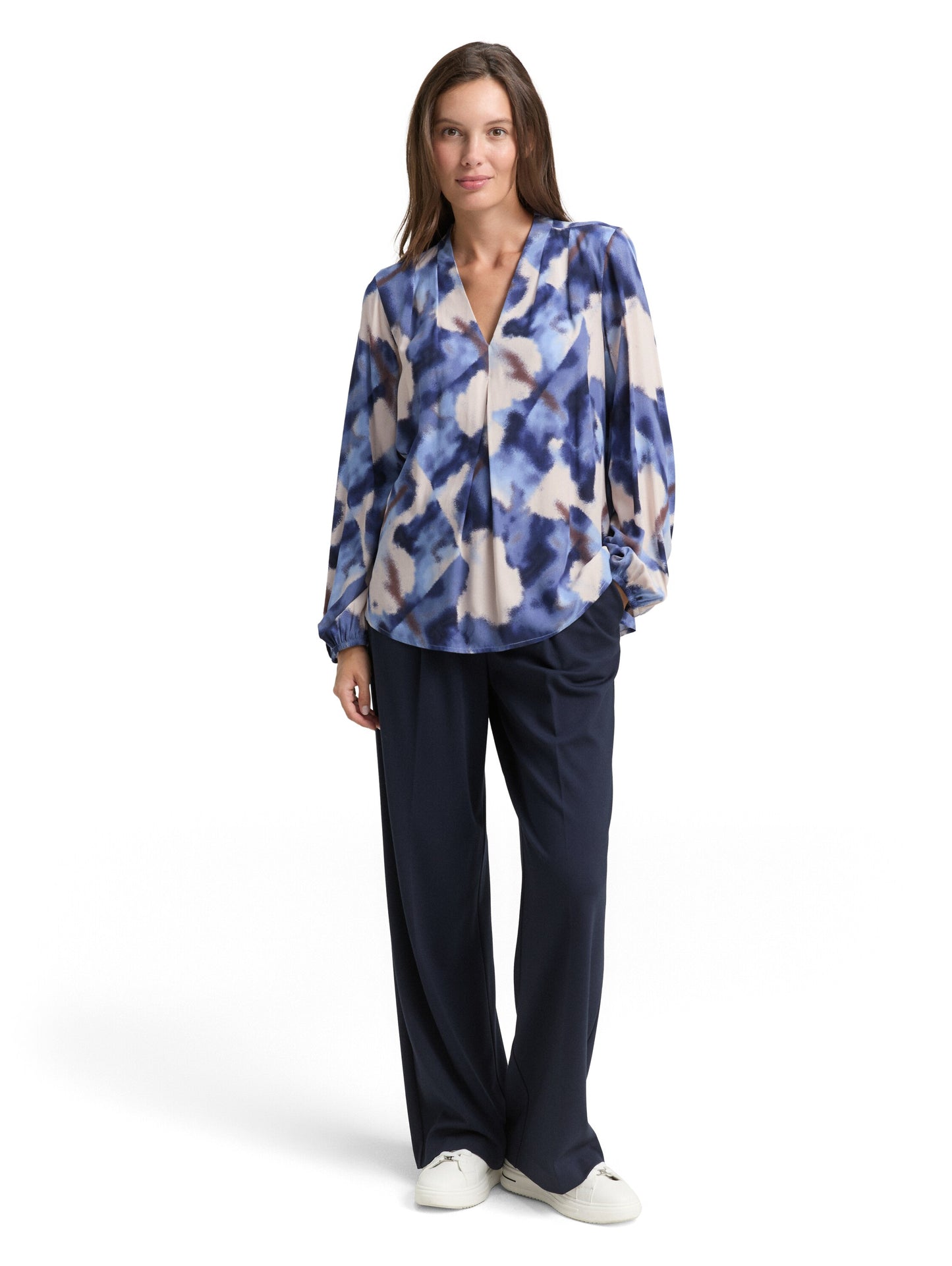 blouse printed V-neck - 1048676