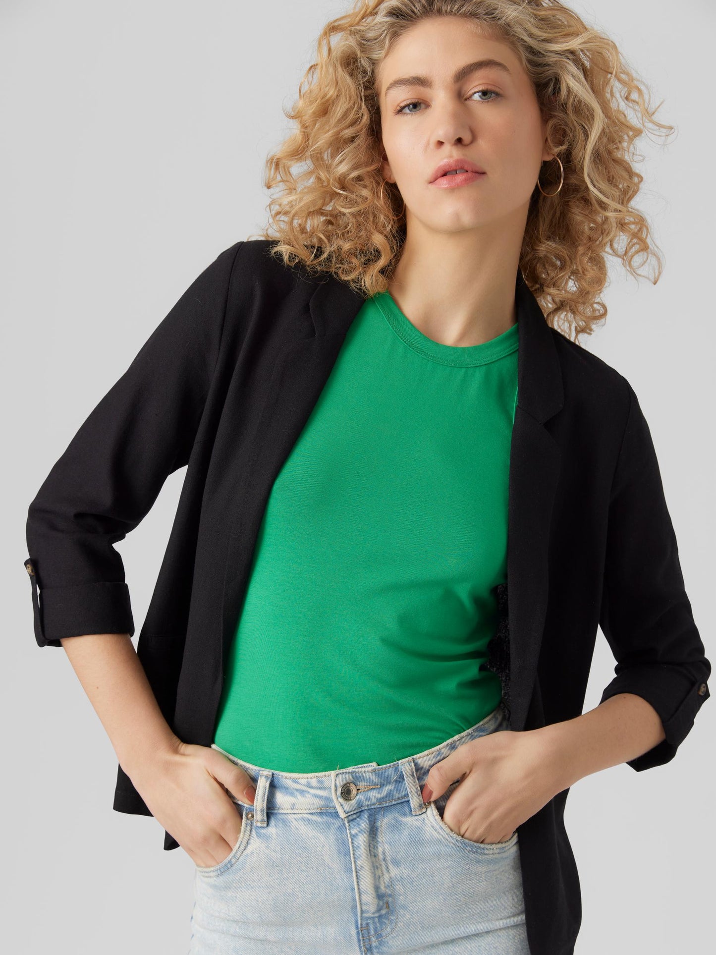 VMJESMILO 3/4 LOOSE BLAZER WVN GA N - 10279700