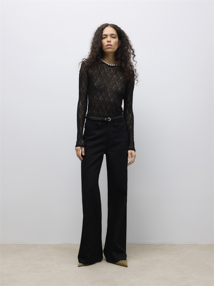 AWTESSY LS O-NECK LACE TOP NOOS - 10334538