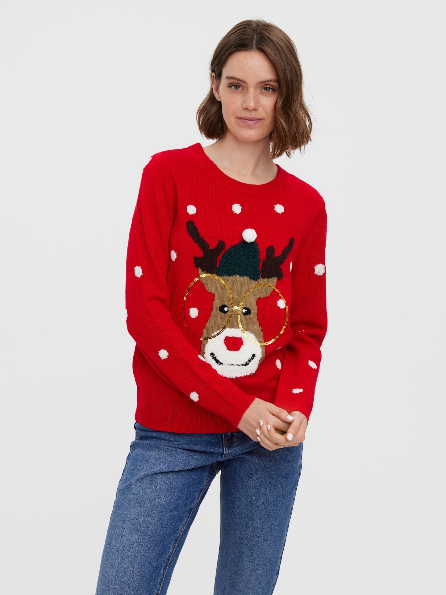 VMTINSEL LS O-NECK BLOUSE XMAS REP - 10250538