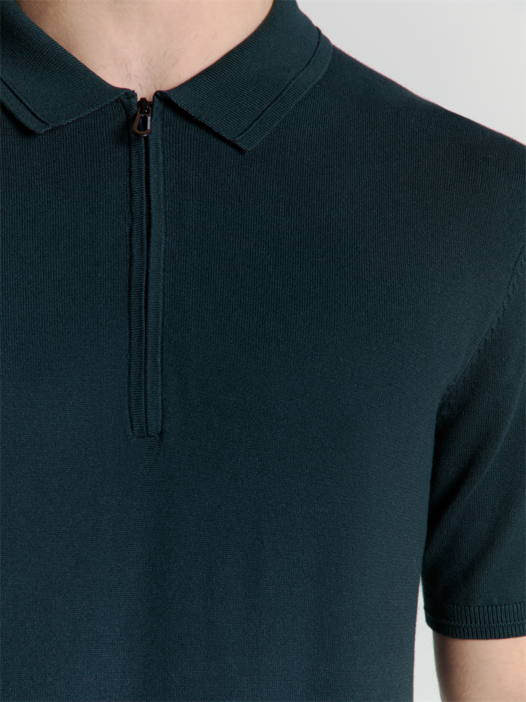 Pullover Short Sleeve Polo Zip Soli - 27210352
