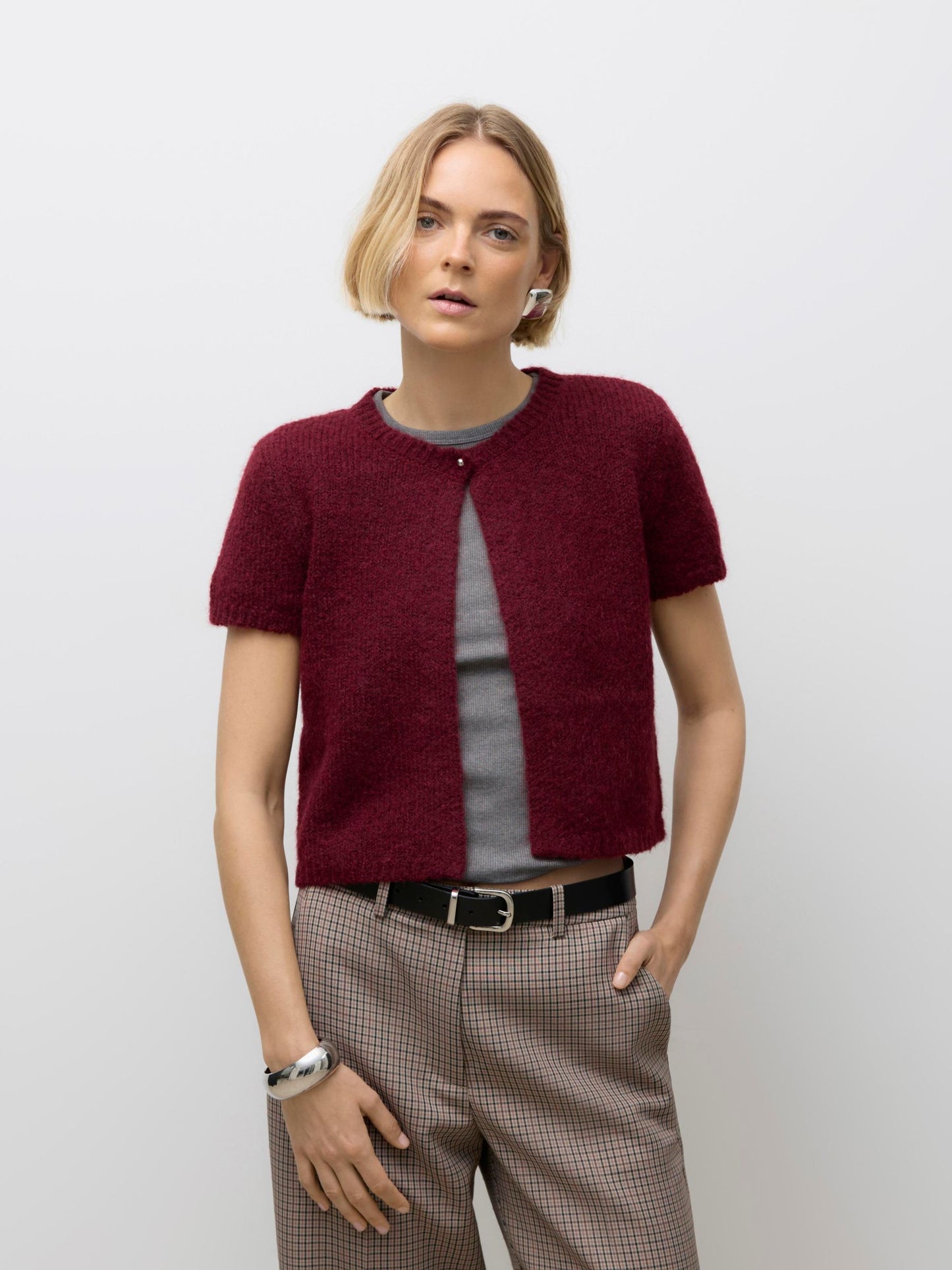 AWSILJA SS O-NECK SHORT KNIT CARDIG - 10329650