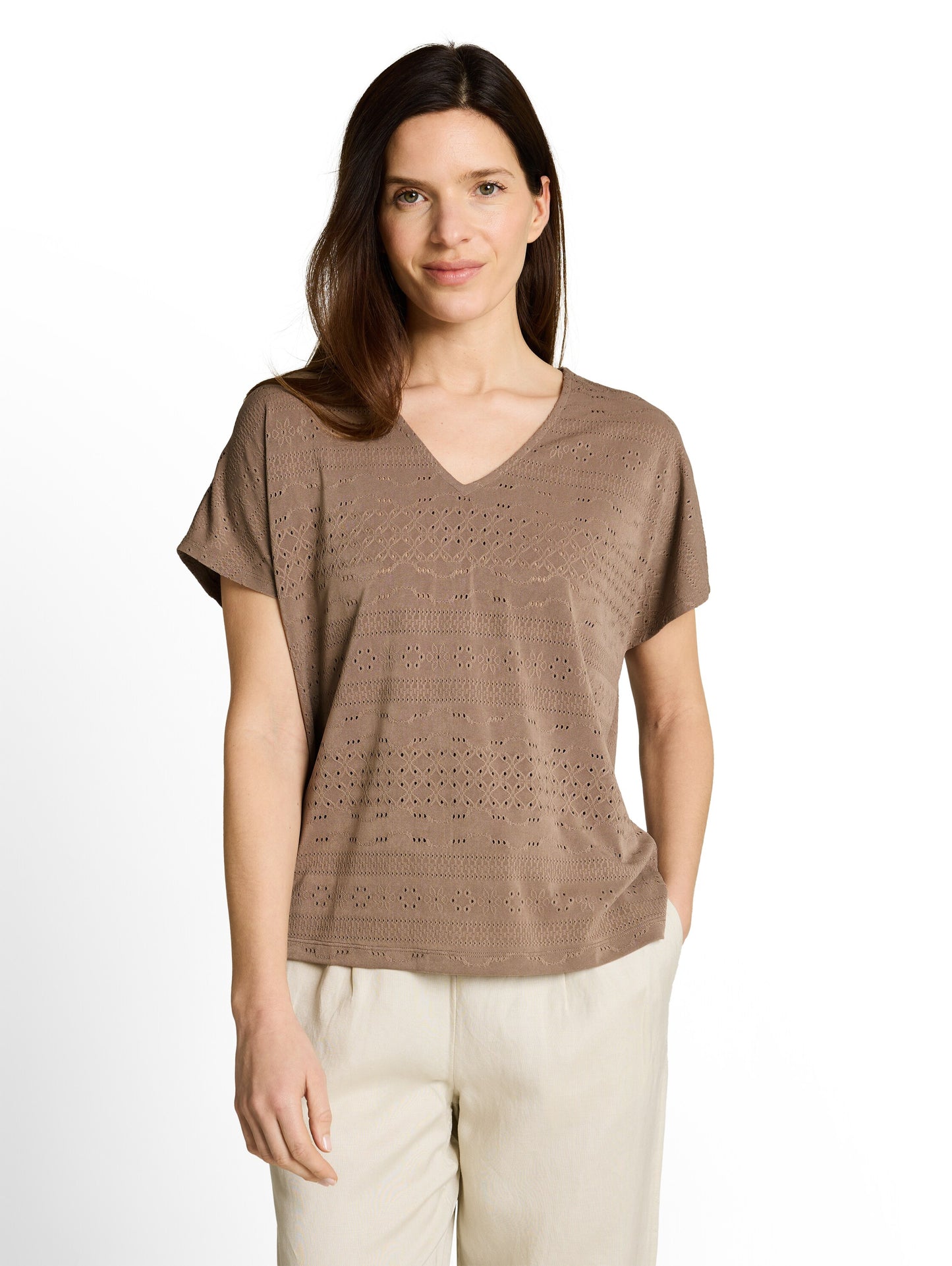 T-shirt v-neck ajour - 1050421
