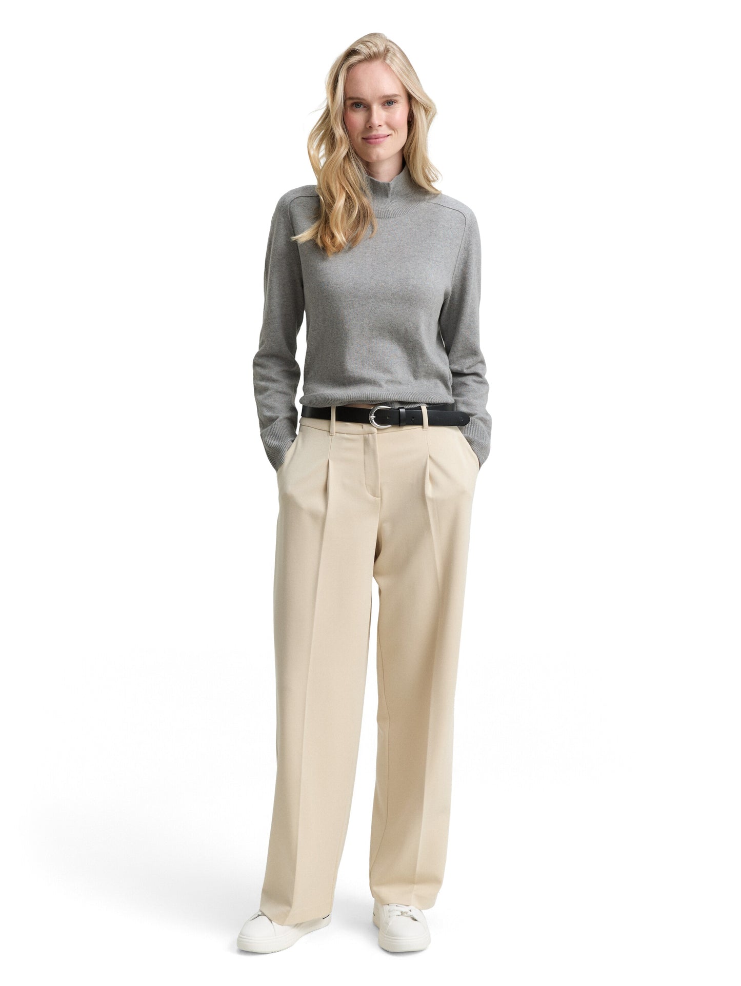 knit pullover with saddle shou - 1047698