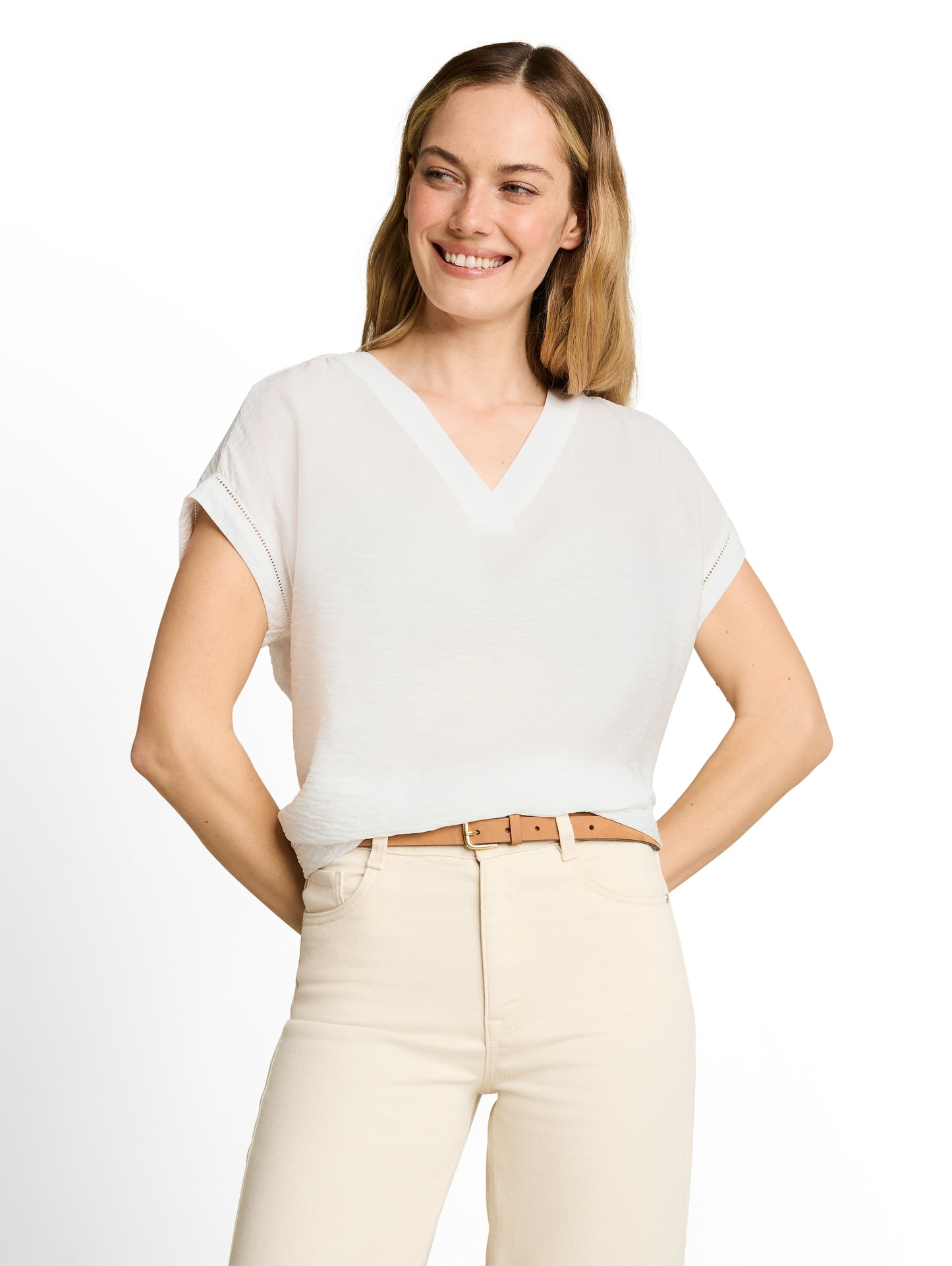 blouse solid v-neck - 1051077