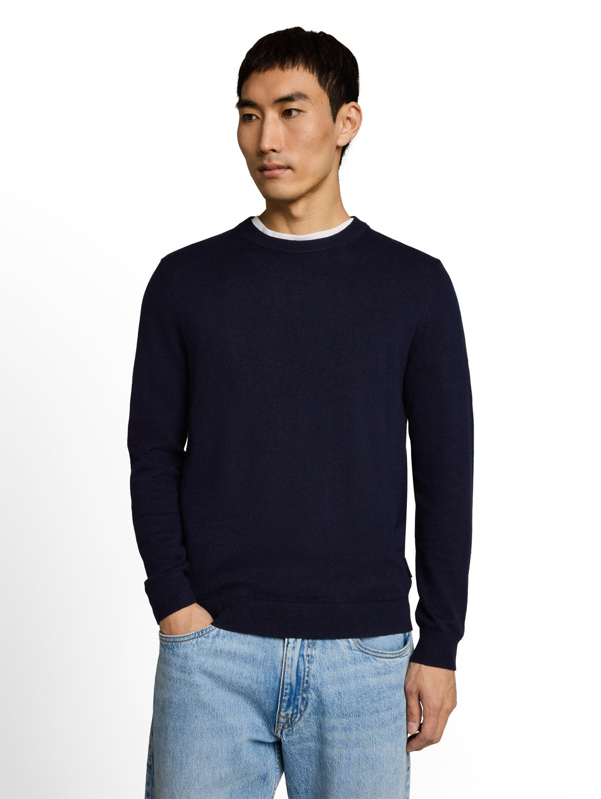 cotton cashmere crew neck knit - 1052229