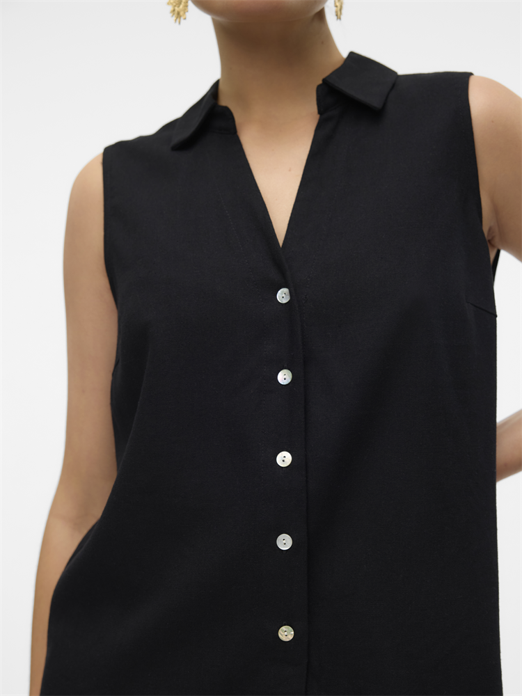 VMMYMILO SL V-NECK SHIRT WVN  GA BO - 10303648