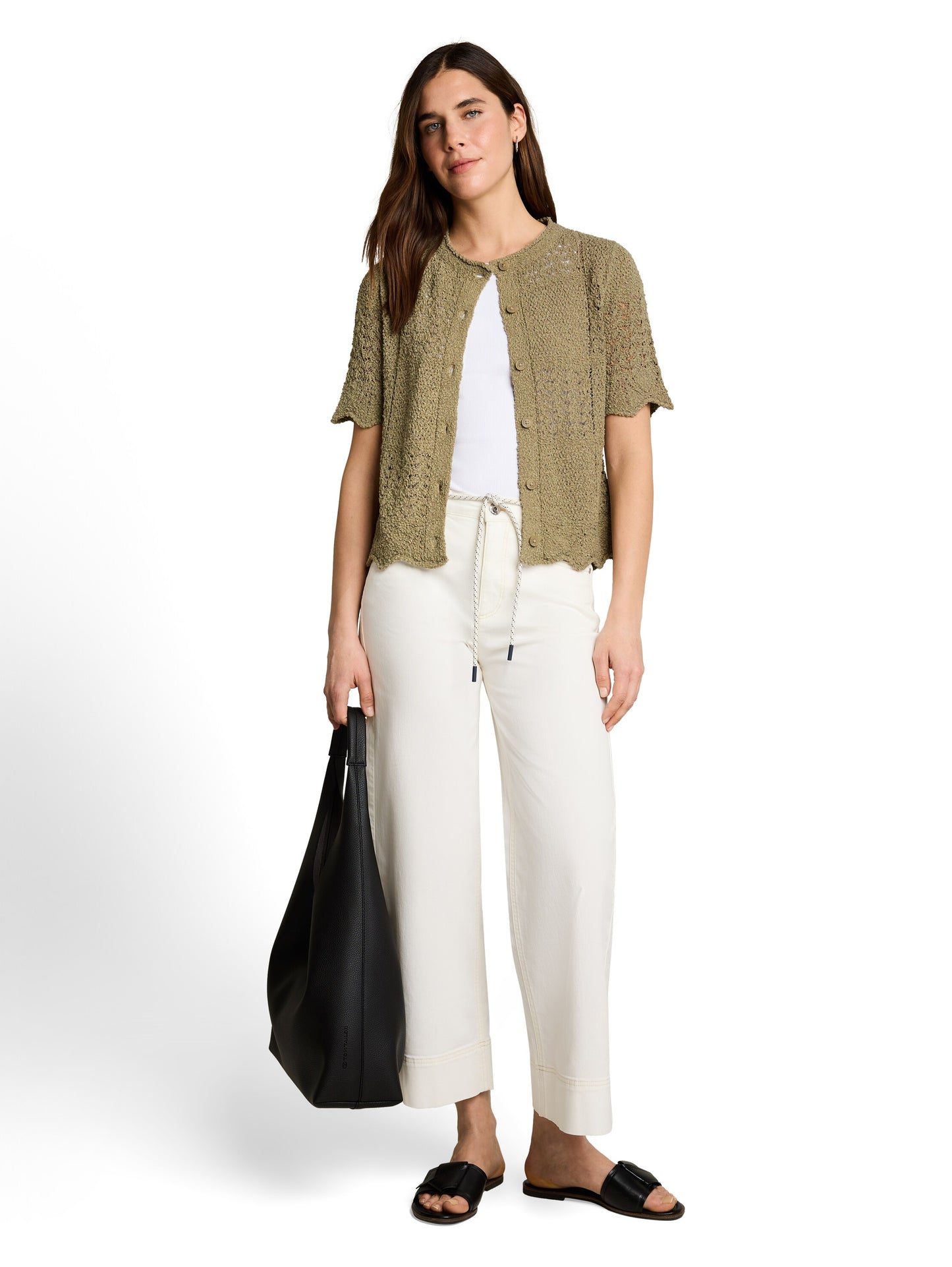 Knit structure mix cardigan - 1051349