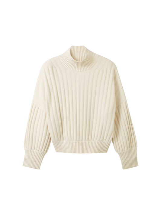 knit wide rib pullover - 1040018
