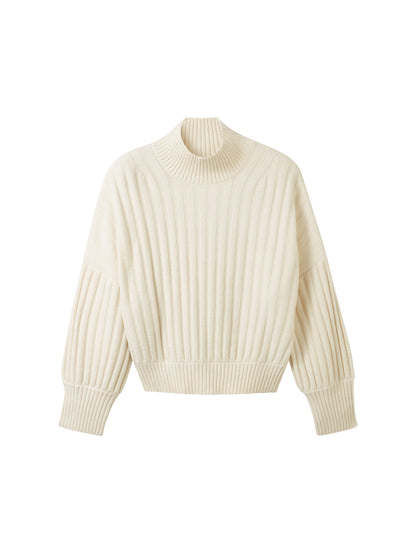 knit wide rib pullover - 1040018