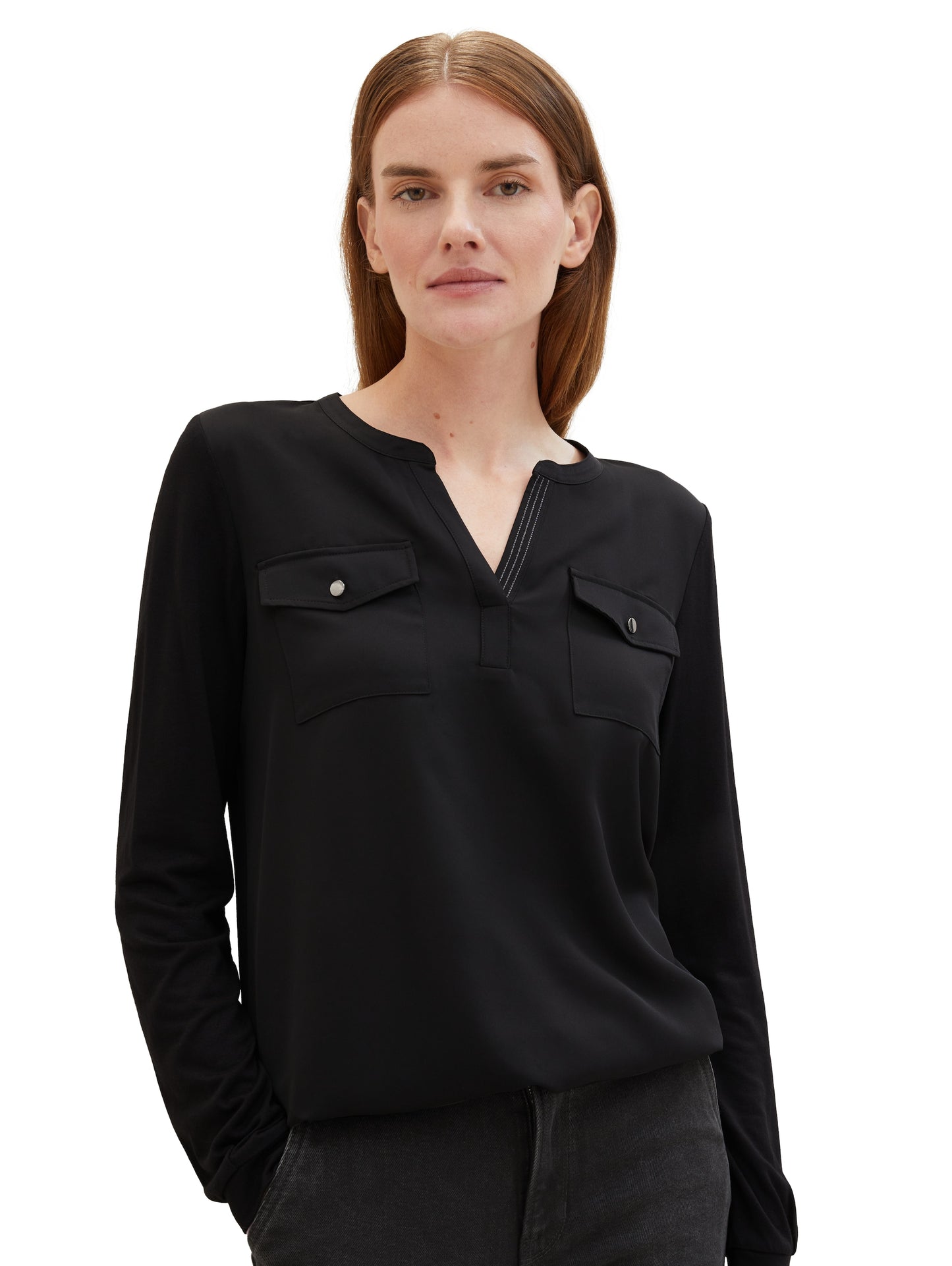 T-shirt fabric mix blouse - 1039094