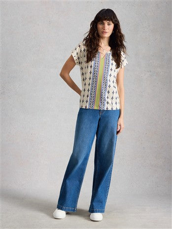 NELLY NOTCH NECK TEE - 445349