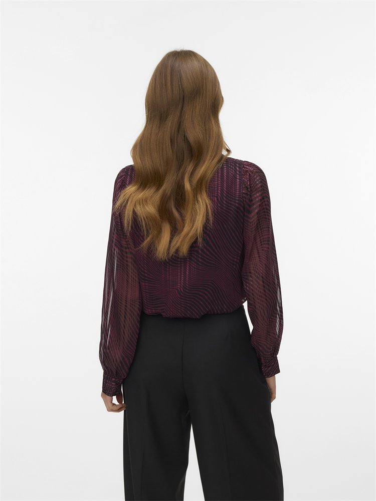 VMGEBRA GEDNA LS V-NECK TOP WVN BTQ - 10335834