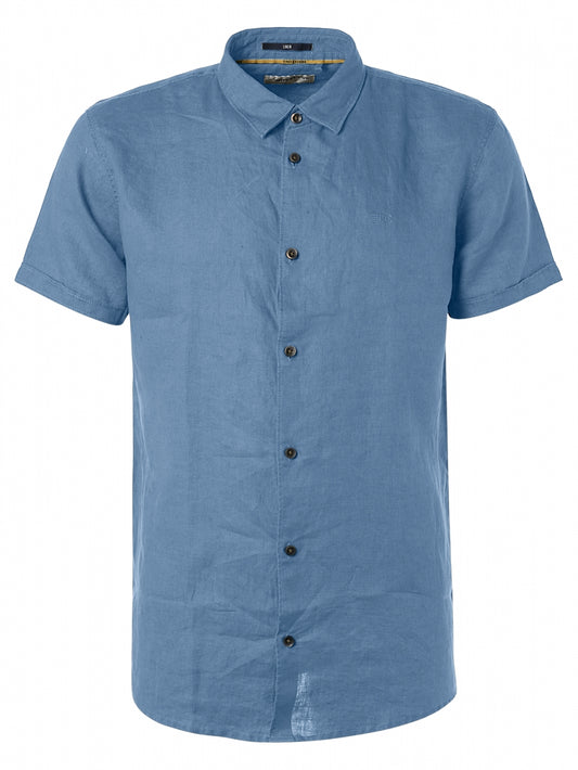 Shirt Short Sleeve Linen Solid - 15490368