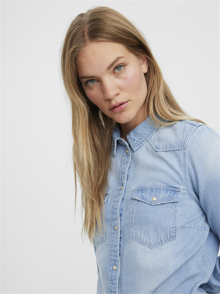 VMMARIA LS DENIM SLIM SHIRT MIX NOO - 10277523