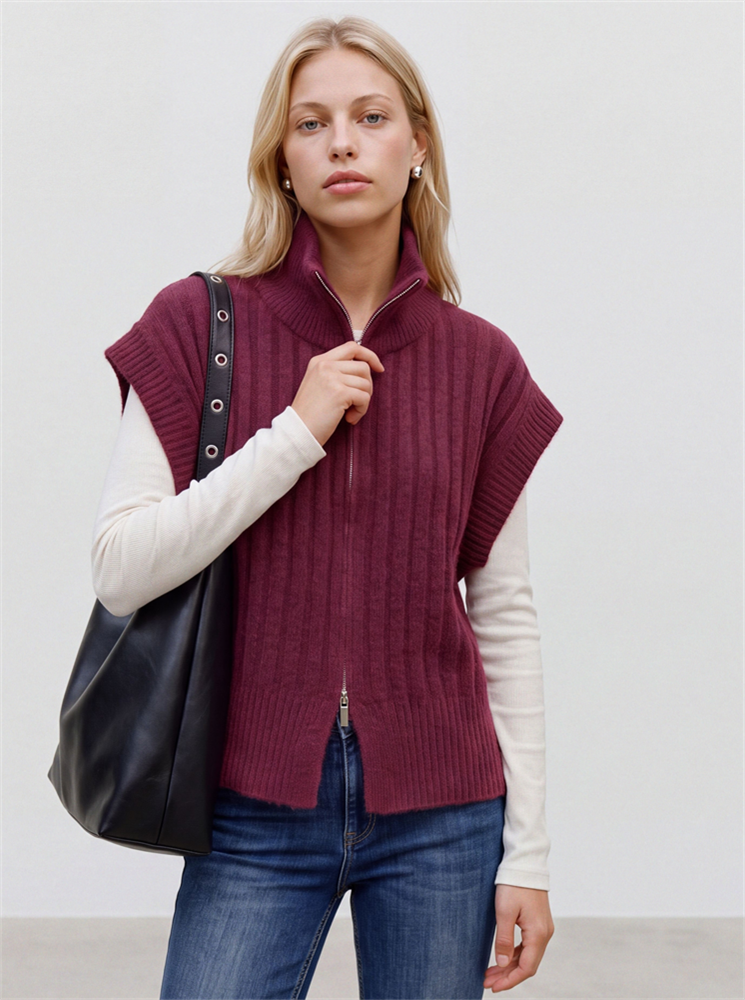 VMBANG RIB SL HIGHNECK ZIPPER VEST - 10347170