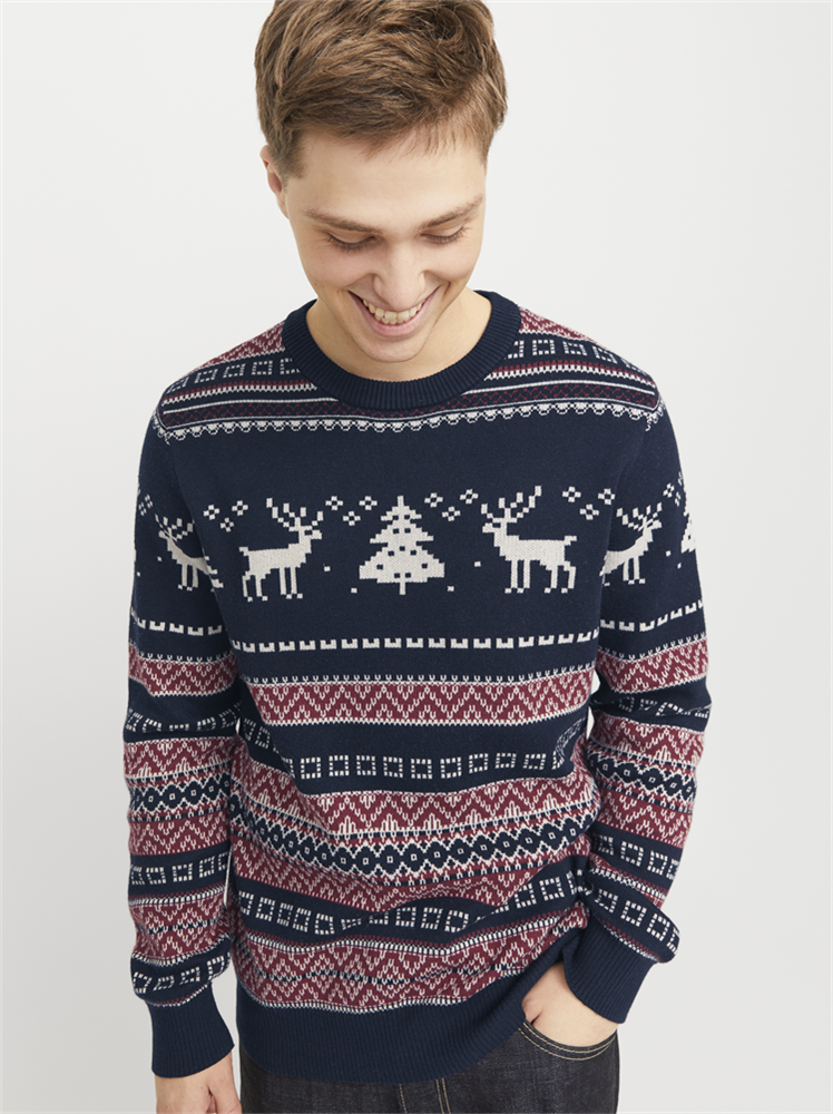 JJXMAS SNOWBALL KNIT CREW NECK - 12248145