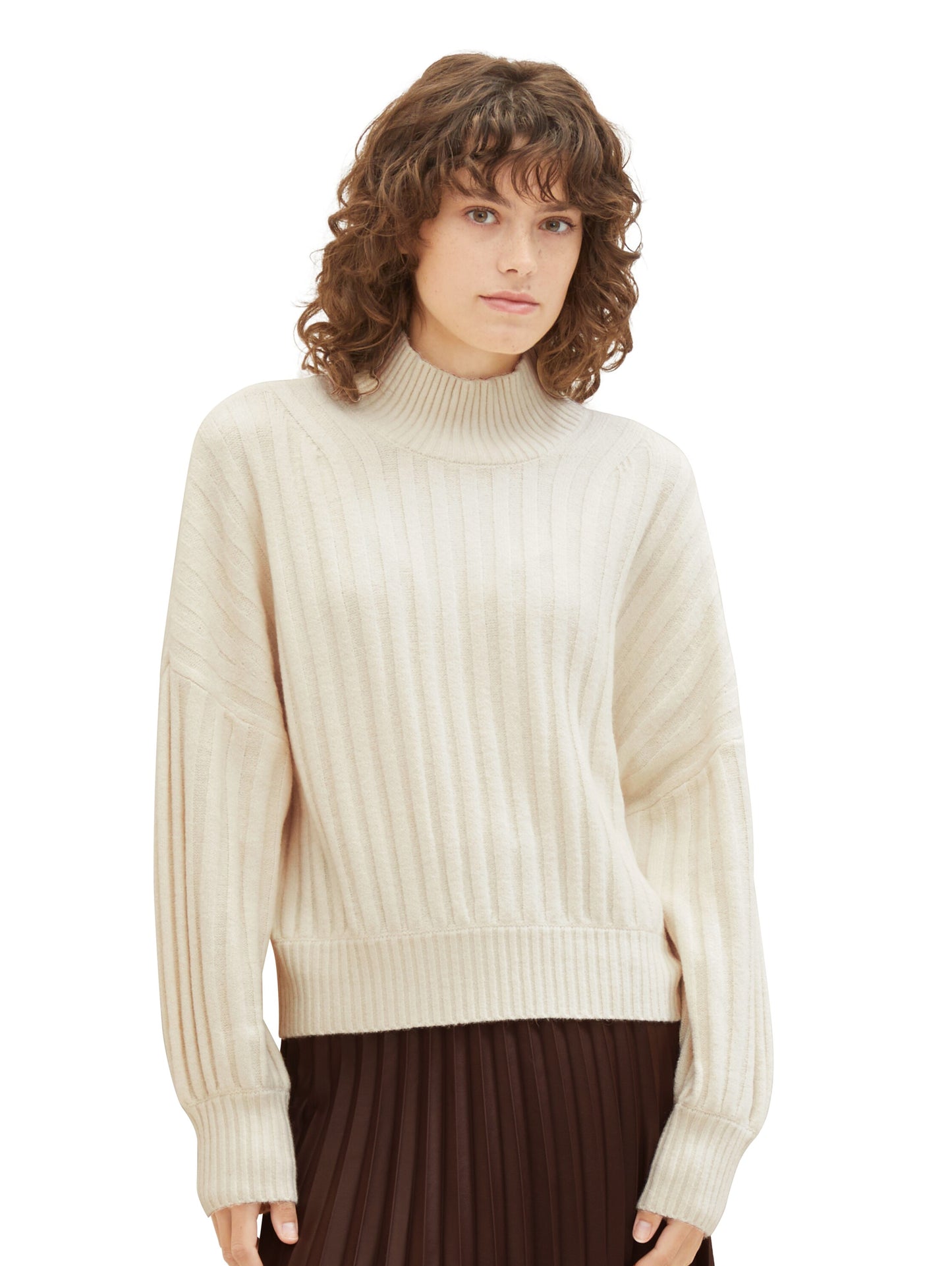 knit wide rib pullover - 1040018