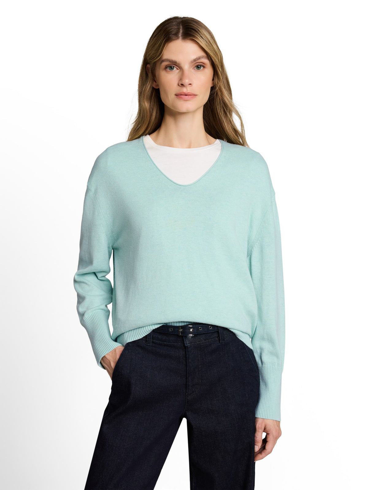 knit cashmere blend v-neck swe - 1053396