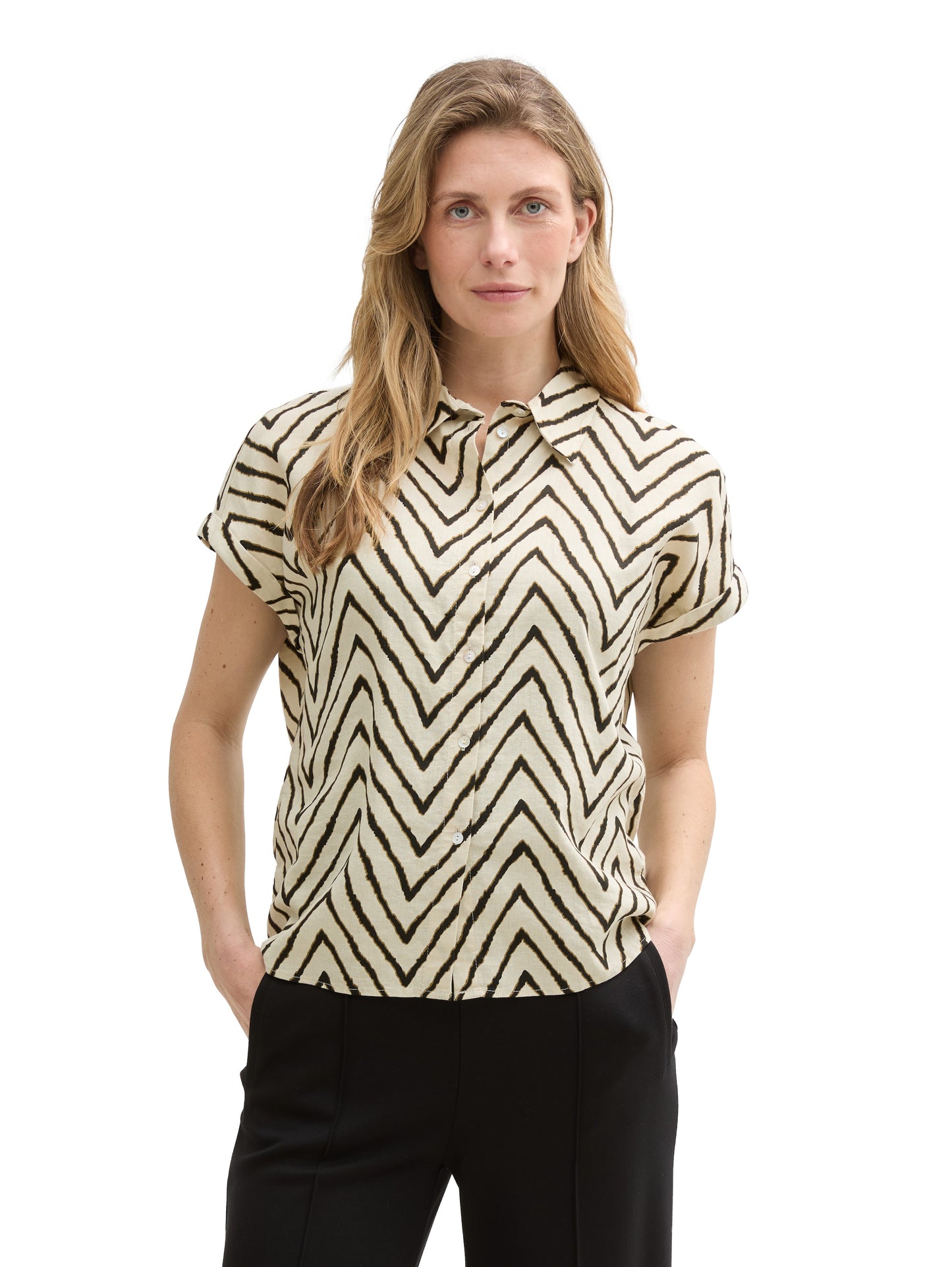 blouse shortsleeve with linen - 1046207