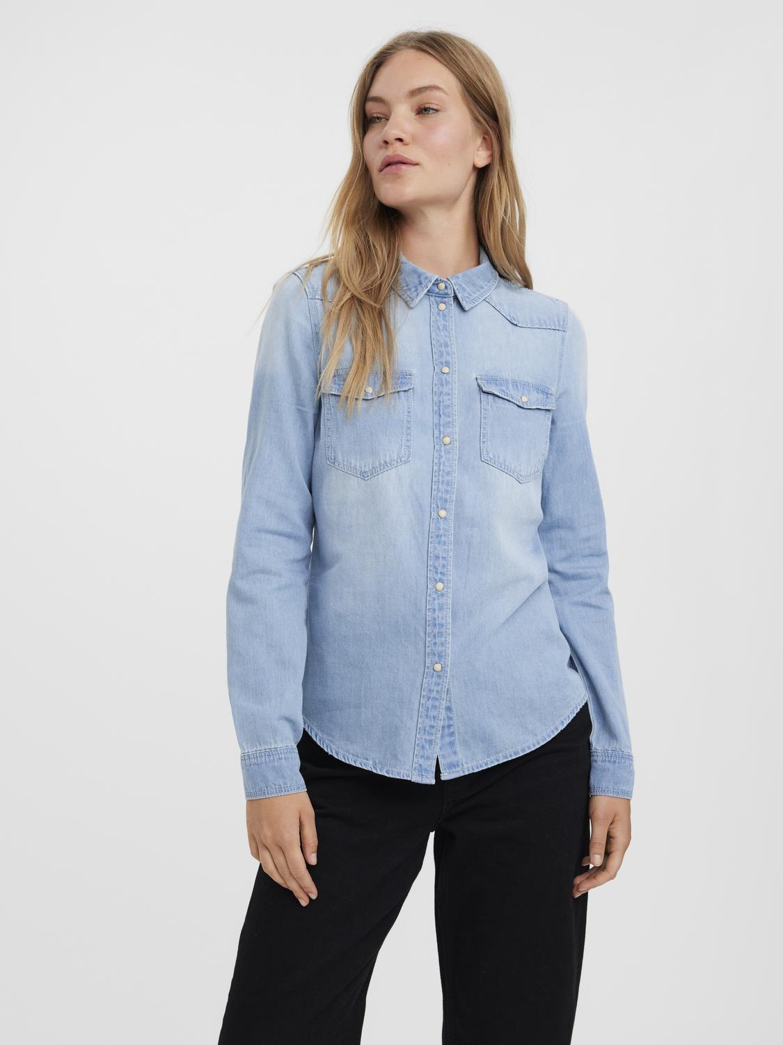 VMMARIA LS DENIM SLIM SHIRT MIX NEW - 10277523