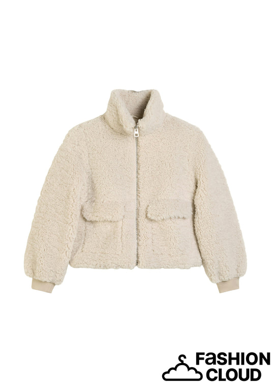 Zip jacket, curly, stand-up collar, - 509613670159