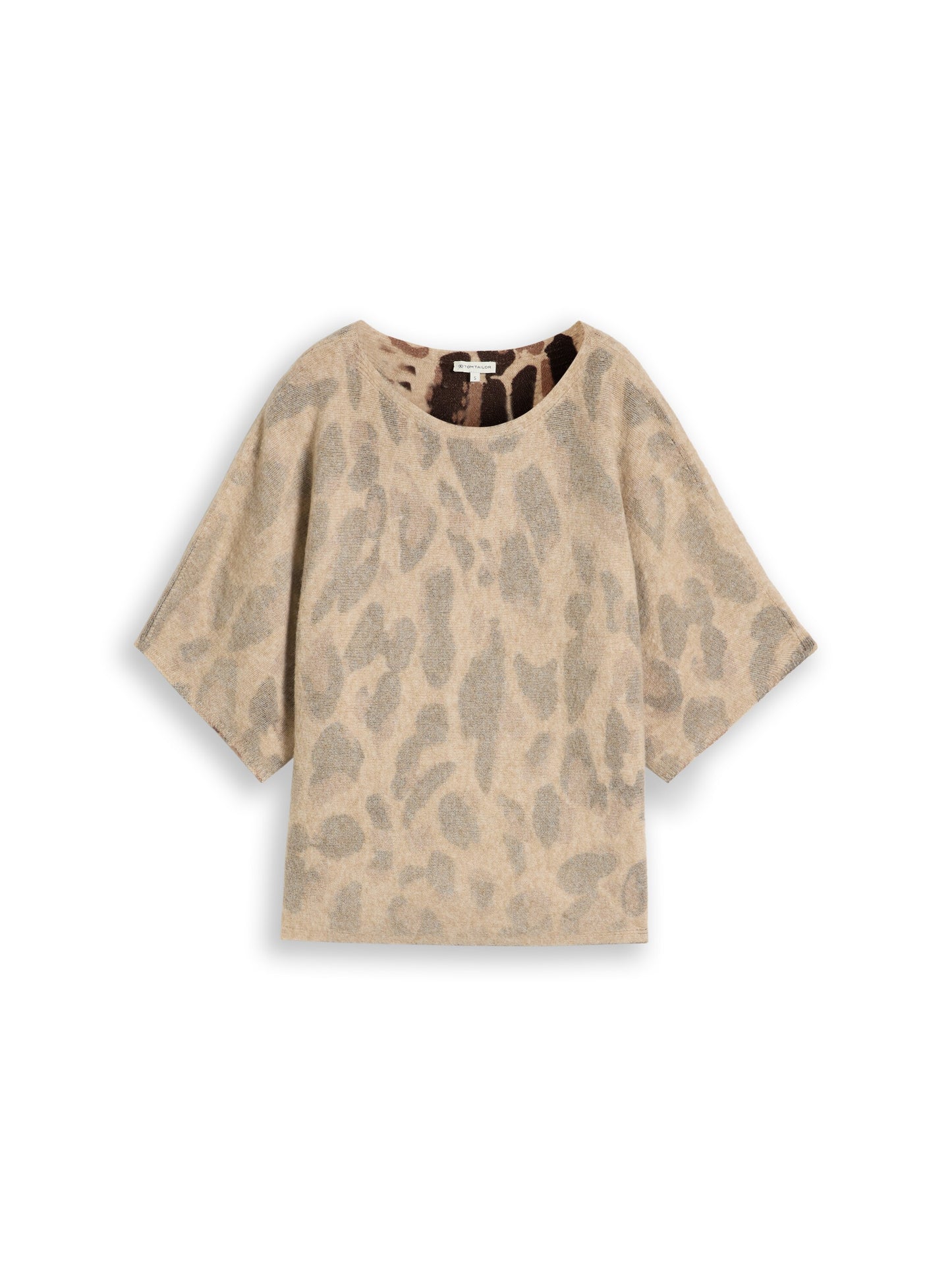 knit hairy printed batwing swe - 1052778