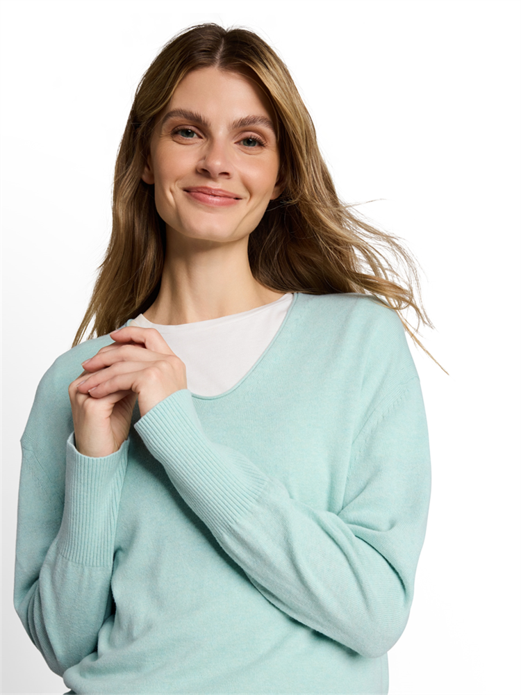 knit cashmere blend v-neck swe - 1053396